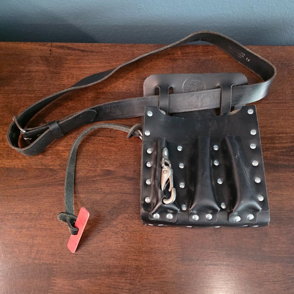 Klein Tools Leather Tool Pouch 5127 Heavy-Duty Leather Tool Belt Work Belt Black